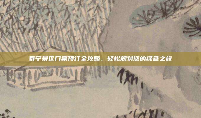 泰宁景区门票预订全攻略,轻松规划您的绿色之旅