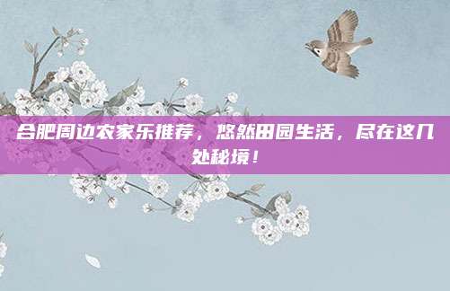 合肥周边农家乐推荐，悠然田园生活，尽在这几处秘境！