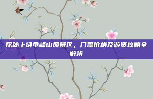 探秘上饶龟峰山风景区,门票价格及游览攻略全解析