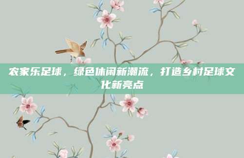 农家乐足球,绿色休闲新潮流,打造乡村足球文化新亮点