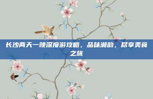 长沙两天一晚深度游攻略，品味湘韵，尽享美食之旅
