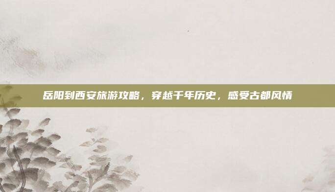 岳阳到西安旅游攻略,穿越千年历史,感受古都风情