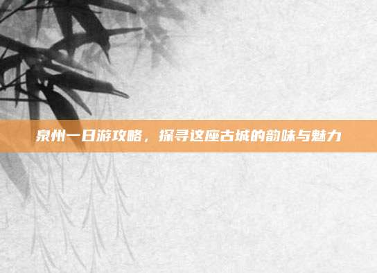泉州一日游攻略，探寻这座古城的韵味与魅力