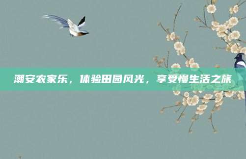 潮安农家乐,体验田园风光,享受慢生活之旅