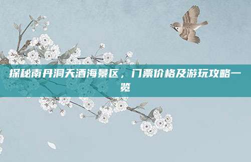 探秘南丹洞天酒海景区,门票价格及游玩攻略一览