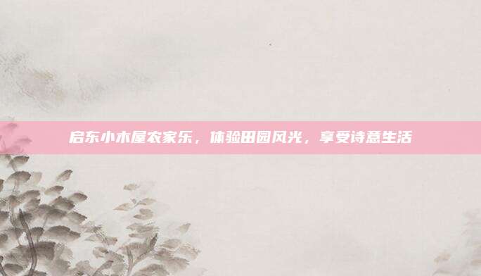 启东小木屋农家乐，体验田园风光，享受诗意生活