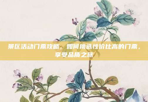 景区活动门票攻略，如何挑选性价比高的门票，享受品质之旅