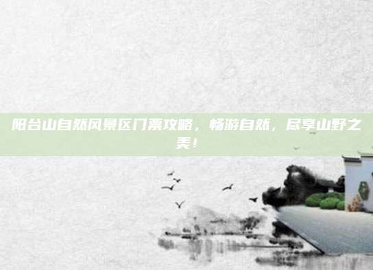 阳台山自然风景区门票攻略，畅游自然，尽享山野之美！