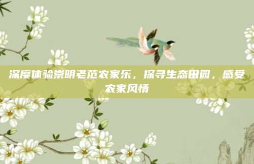 深度体验崇明老范农家乐,探寻生态田园,感受农家风情