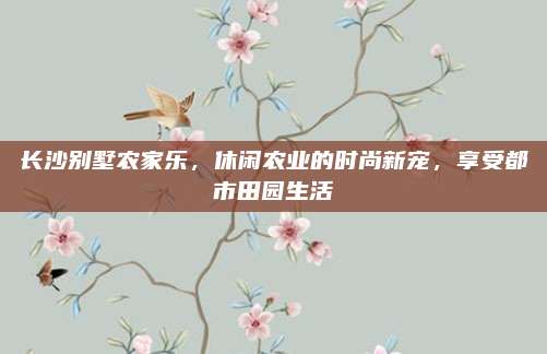 长沙别墅农家乐,休闲农业的时尚新宠,享受都市田园生活