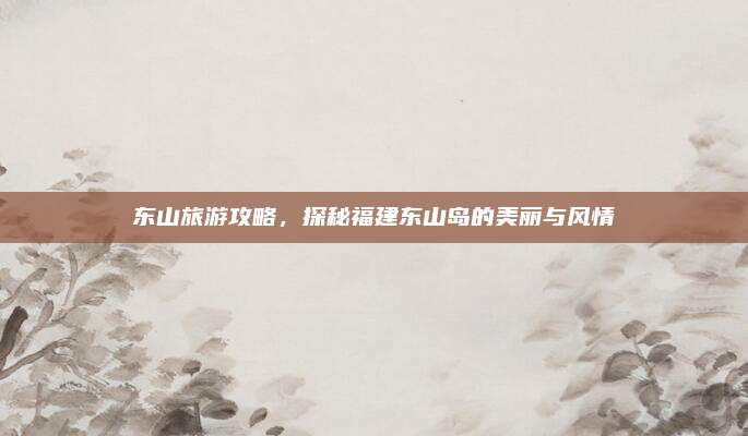 东山旅游攻略,探秘福建东山岛的美丽与风情