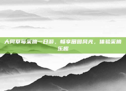 大同草莓采摘一日游,畅享田园风光,体验采摘乐趣