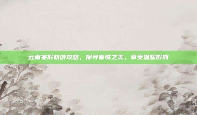 云南寒假旅游攻略，探寻春城之美，享受温暖假期