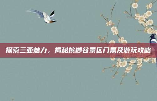 探索三亚魅力,揭秘摈榔谷景区门票及游玩攻略