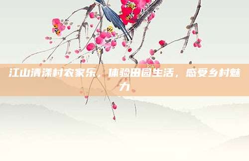 江山清漾村农家乐,体验田园生活,感受乡村魅力