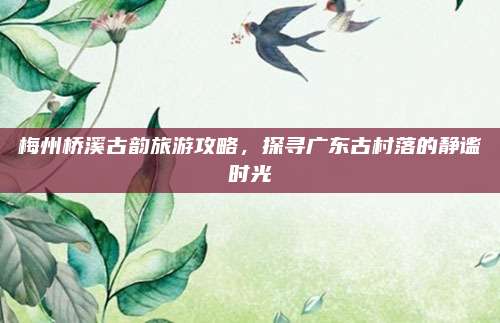 梅州桥溪古韵旅游攻略，探寻广东古村落的静谧时光