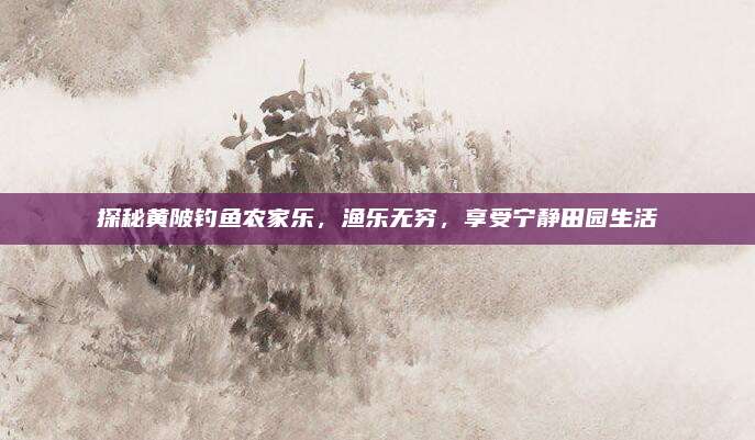 探秘黄陂钓鱼农家乐,渔乐无穷,享受宁静田园生活
