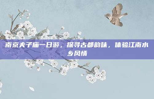 南京夫子庙一日游,探寻古都韵味,体验江南水乡风情