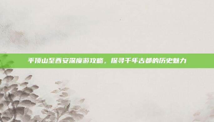 平顶山至西安深度游攻略,探寻千年古都的历史魅力