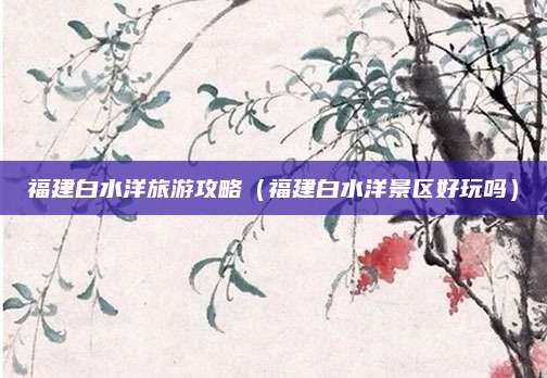 福建白水洋旅游攻略（福建白水洋景区好玩吗）