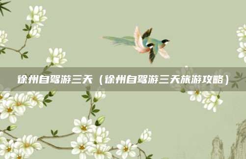 徐州自驾游三天（徐州自驾游三天旅游攻略）