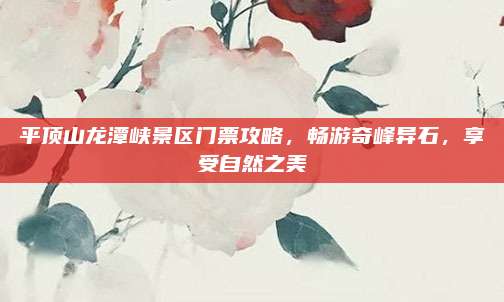 平顶山龙潭峡景区门票攻略，畅游奇峰异石，享受自然之美