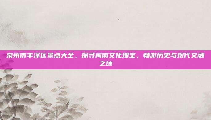 泉州市丰泽区景点大全,探寻闽南文化瑰宝,畅游历史与现代交融之地