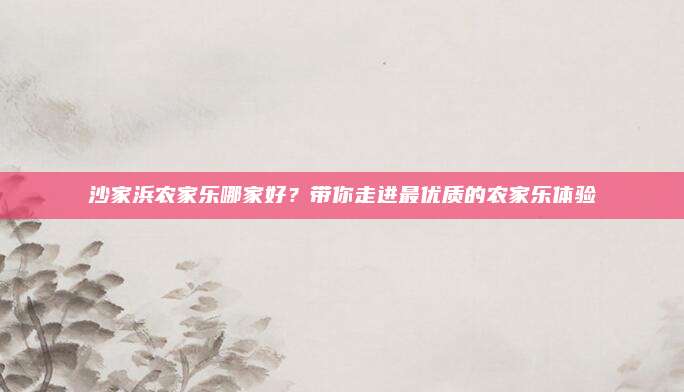 沙家浜农家乐哪家好？带你走进最优质的农家乐体验