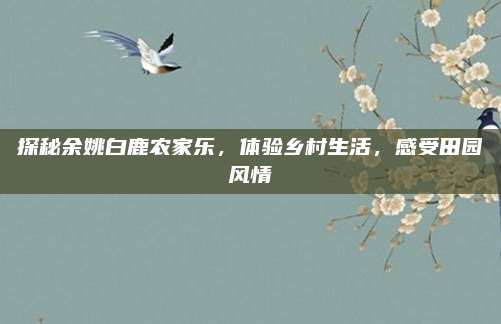 探秘余姚白鹿农家乐，体验乡村生活，感受田园风情