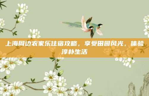 上海周边农家乐住宿攻略,享受田园风光,体验淳朴生活
