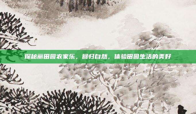 探秘丽田园农家乐,回归自然,体验田园生活的美好