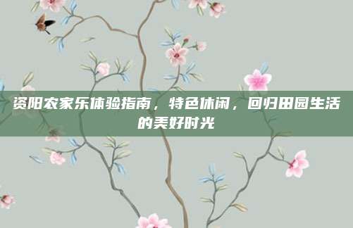 资阳农家乐体验指南,特色休闲,回归田园生活的美好时光
