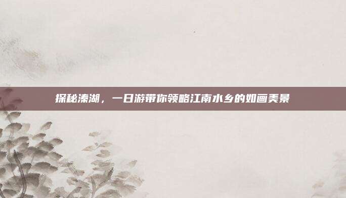 探秘溱湖，一日游带你领略江南水乡的如画美景