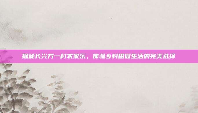 探秘长兴方一村农家乐，体验乡村田园生活的完美选择