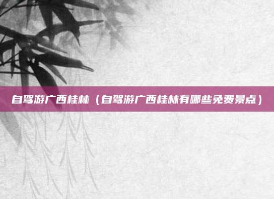 自驾游广西桂林（自驾游广西桂林有哪些免费景点）
