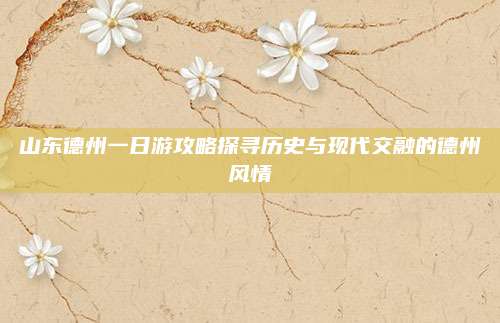山东德州一日游攻略探寻历史与现代交融的德州风情