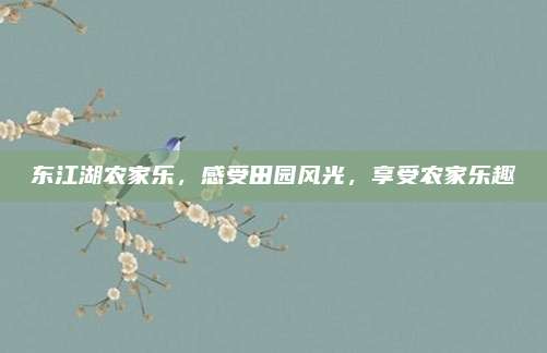 东江湖农家乐,感受田园风光,享受农家乐趣