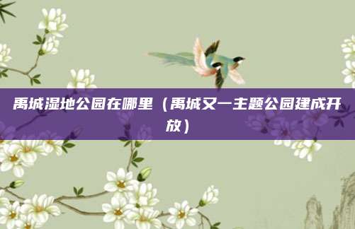 禹城湿地公园在哪里（禹城又一主题公园建成开放）