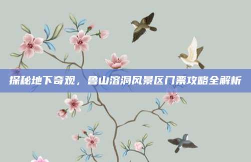 探秘地下奇观，鲁山溶洞风景区门票攻略全解析