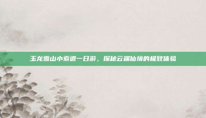 玉龙雪山小索道一日游，探秘云端仙境的极致体验
