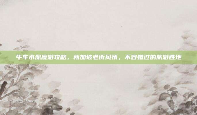 牛车水深度游攻略,新加坡老街风情,不容错过的旅游胜地