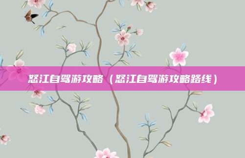 怒江自驾游攻略（怒江自驾游攻略路线）