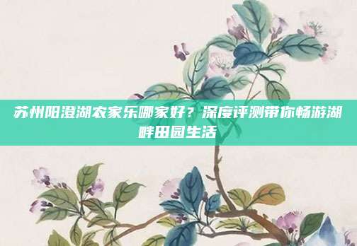 苏州阳澄湖农家乐哪家好?深度评测带你畅游湖畔田园生活
