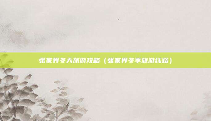 张家界冬天旅游攻略（张家界冬季旅游线路）