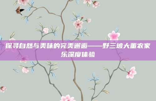 探寻自然与美味的完美邂逅——野三坡大董农家乐深度体验