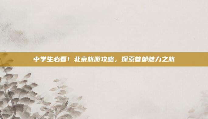 中学生必看!北京旅游攻略,探索首都魅力之旅