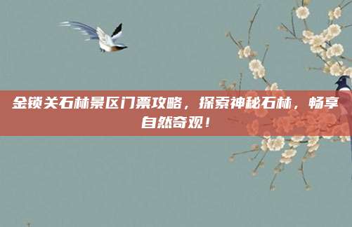 金锁关石林景区门票攻略，探索神秘石林，畅享自然奇观！