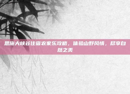 恩施大峡谷住宿农家乐攻略,体验山野风情,尽享自然之美