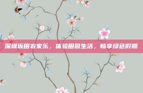 深圳坂田农家乐,体验田园生活,畅享绿色假期