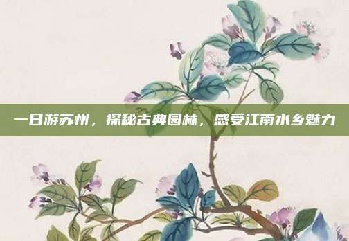 一日游苏州,探秘古典园林,感受江南水乡魅力